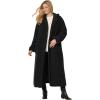Woman Within Plus Size Long Hooded Berber Fleece Coat(Black)