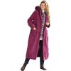 Woman Within Plus Size Long Hooded Berber Fleece Coat(Deep Claret)