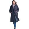 Woman Within Plus Size Long Hooded Taslon Jacket(Navy)