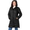 Woman Within Plus Size Long Packable Puffer Jacket(Black)