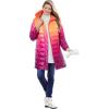 Woman Within Plus Size Long Packable Puffer Jacket(Grenadine Ombre)