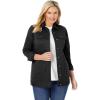 Woman Within Plus Size Long Stretch Denim Jacket Oversized Jean Jacket(Black)