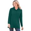 Woman Within Plus Size Long-Sleeve Polo Shirt(Emerald Green)