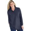 Woman Within Plus Size Long-Sleeve Polo Shirt(Navy)