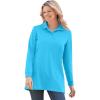 Woman Within Plus Size Long-Sleeve Polo Shirt(Paradise Blue)