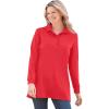 Woman Within Plus Size Long-Sleeve Polo Shirt(Vivid Red)