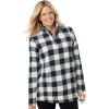 Woman Within Plus Size Microfleece Quarter-Zip Pullover(Ivory Buffalo Plaid)