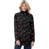 Woman Within Plus Size Mockneck Long-Sleeve Tunic(Black Mistletoe)