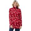 Woman Within Plus Size Mockneck Long-Sleeve Tunic(Classic Red Snowflakes)
