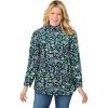 Woman Within Plus Size Mockneck Long-Sleeve Tunic(Emerald Green Field Floral)
