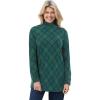 Woman Within Plus Size Mockneck Long-Sleeve Tunic(Emerald Green Plaid)
