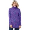 Woman Within Plus Size Mockneck Long-Sleeve Tunic(Petal Purple Floral Paisley)