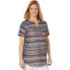Woman Within Plus Size Notch-Neck Pocket Tee(Navy Multi Stripe)