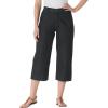 Woman Within Plus Size Perfect 5-Pocket Back-Elastic Denim Capri(Black)