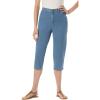 Woman Within Plus Size Perfect 5-Pocket Back-Elastic Denim Capri(Light Stonewash)