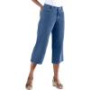 Woman Within Plus Size Perfect 5-Pocket Back-Elastic Denim Capri(Medium Stonewash)