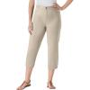 Woman Within Plus Size Perfect 5-Pocket Back-Elastic Denim Capri(Natural Khaki)