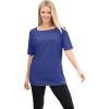 Woman Within Plus Size Perfect Elbow-Sleeve Square-Neck Tee(Ultra Blue)