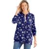 Woman Within Plus Size Perfect Long-Sleeve Cardigan(Navy Midnight Snowflakes)