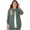 Woman Within Plus Size Perfect Long-Sleeve Cardigan(Pine Flower Embroidery)