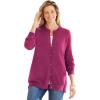 Woman Within Plus Size Perfect Long-Sleeve Cardigan(Raspberry)