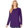 Woman Within Plus Size Perfect Long-Sleeve Crewneck Tee (Petite Available)(Radiant Purple)