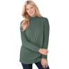 Woman Within Plus Size Perfect Long-Sleeve Mockneck Tee (Petite Available)(Pine)