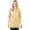 Woman Within Plus Size Perfect Printed Long-Sleeve Crewneck Tee(Banana Tulip Flowers)