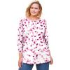 Woman Within Plus Size Perfect Printed Long-Sleeve Crewneck Tee(Bright Berry Confetti Heart)