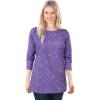 Woman Within Plus Size Perfect Printed Long-Sleeve Crewneck Tee(Petal Purple Floral Paisley)