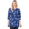Woman Within Plus Size Perfect Printed Long-Sleeve Crewneck Tee(Royal Navy Textured Snowflake)