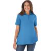 Woman Within Plus Size Perfect Short-Sleeve Polo Shirt(Azure Blue)