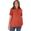 Woman Within Plus Size Perfect Short-Sleeve Polo Shirt(Burnt Red)