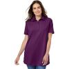 Woman Within Plus Size Perfect Short-Sleeve Polo Shirt(Plum Purple)