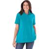 Woman Within Plus Size Perfect Short-Sleeve Polo Shirt(Pretty Turquoise)