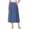 Woman Within Plus Size Perfect Side-Elastic All-Cotton Button Front Denim Jeans Skirt(Medium Stonewash)