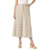 Woman Within Plus Size Perfect Side-Elastic All-Cotton Button Front Denim Jeans Skirt(Natural Khaki)