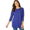 Woman Within Plus Size Perfect Three-Quarter Sleeve Crewneck Tee(Ultra Blue)