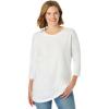 Woman Within Plus Size Perfect Three-Quarter Sleeve Crewneck Tee(White)
