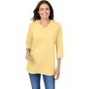 Woman Within Plus Size Perfect Three-Quarter Sleeve V-Neck Tee (Petite Available)(Banana)