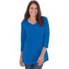 Woman Within Plus Size Perfect Three-Quarter Sleeve V-Neck Tee (Petite Available)(Bright Cobalt)