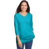 Woman Within Plus Size Perfect Three-Quarter Sleeve V-Neck Tee (Petite Available)(Pretty Turquoise)