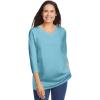 Woman Within Plus Size Perfect Three-Quarter Sleeve V-Neck Tee (Petite Available)(Seamist Blue)
