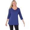 Woman Within Plus Size Perfect Three-Quarter Sleeve V-Neck Tee (Petite Available)(Ultra Blue)