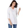Woman Within Plus Size Perfect Three-Quarter Sleeve V-Neck Tee (Petite Available)(White)