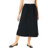 Woman Within Plus Size Petite 7-Day Elastic-Waist All-Cotton Pull-On Denim Jeans Skirt(Black)