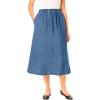 Woman Within Plus Size Petite 7-Day Elastic-Waist All-Cotton Pull-On Denim Jeans Skirt(Light Stonewash)
