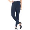 Woman Within Plus Size Petite Stretch-Cotton Knit Pull-On Leggings(Heather Navy)
