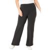 Woman Within Plus Size Petite Stretch-Cotton Knit Pull-On Wide-Leg Leggings(Heather Charcoal)