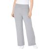 Woman Within Plus Size Petite Stretch-Cotton Knit Pull-On Wide-Leg Leggings(Medium Heather Grey)